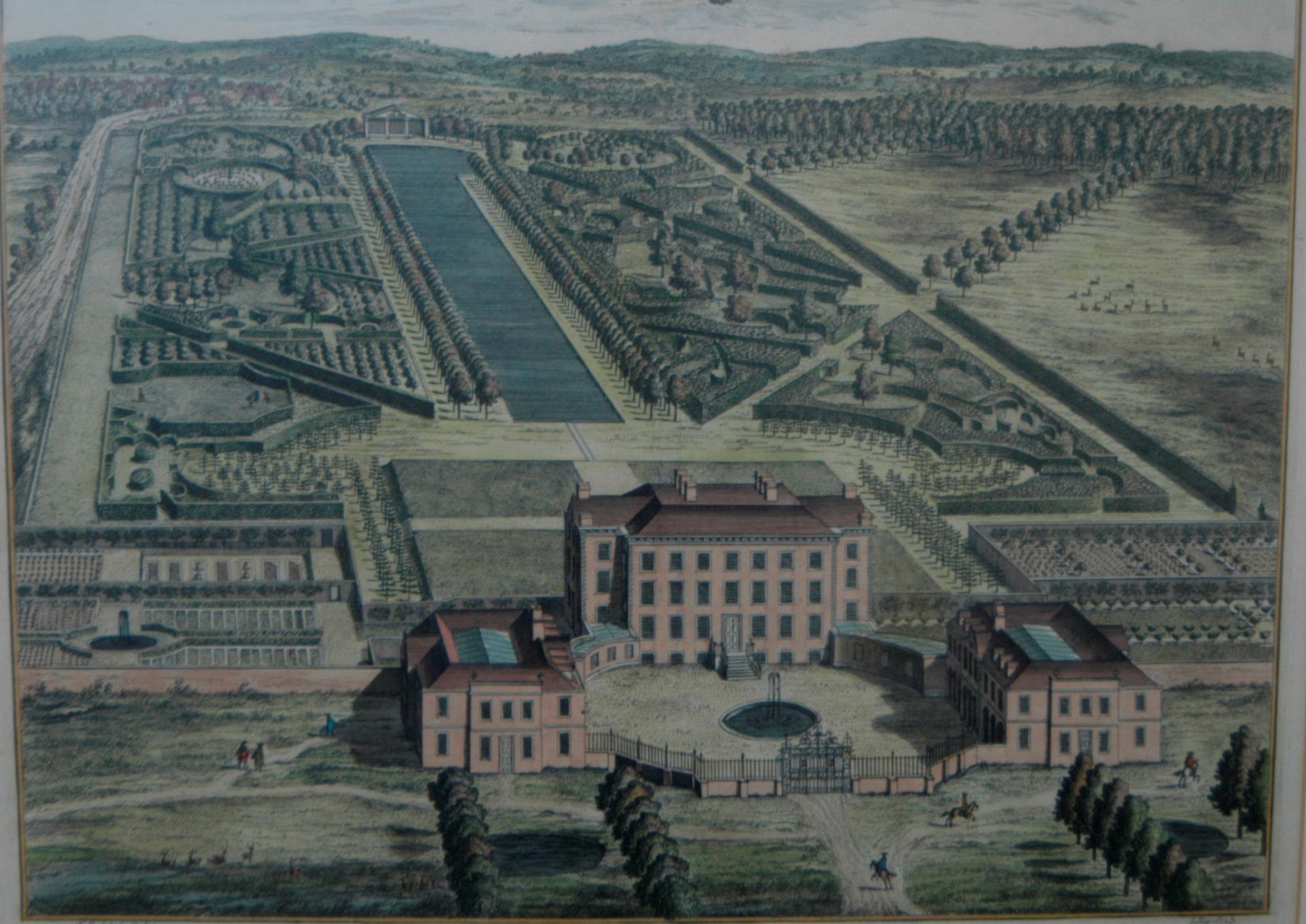 An engraving showing the house, gardens and parkland by Johannes Kip published in History of Kent, 1719 © wikipedia