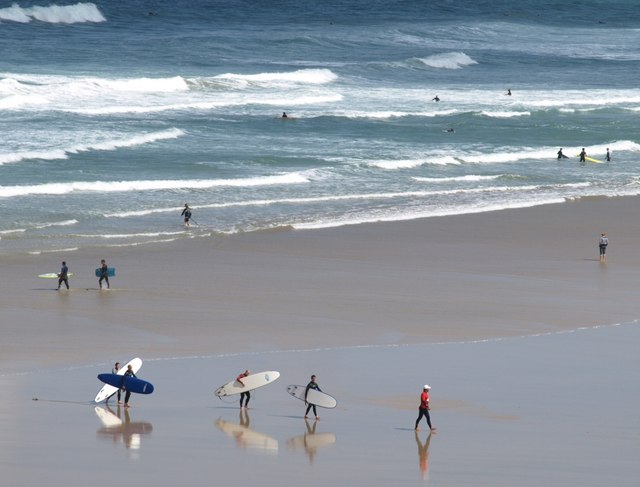 Surfers on Fistral Beach