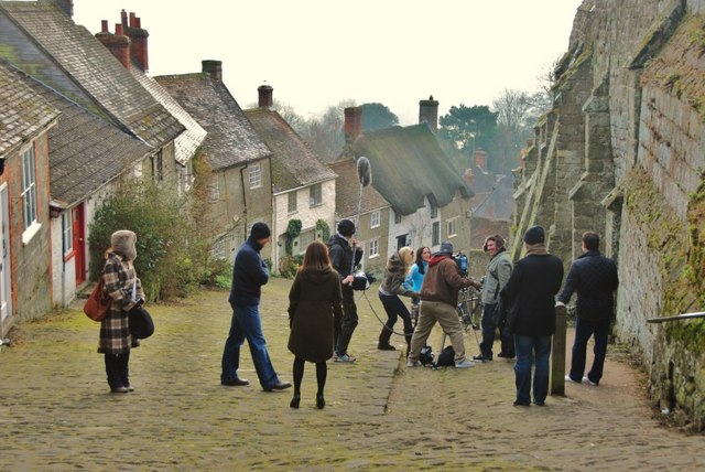 A film crew on Gold Hill 