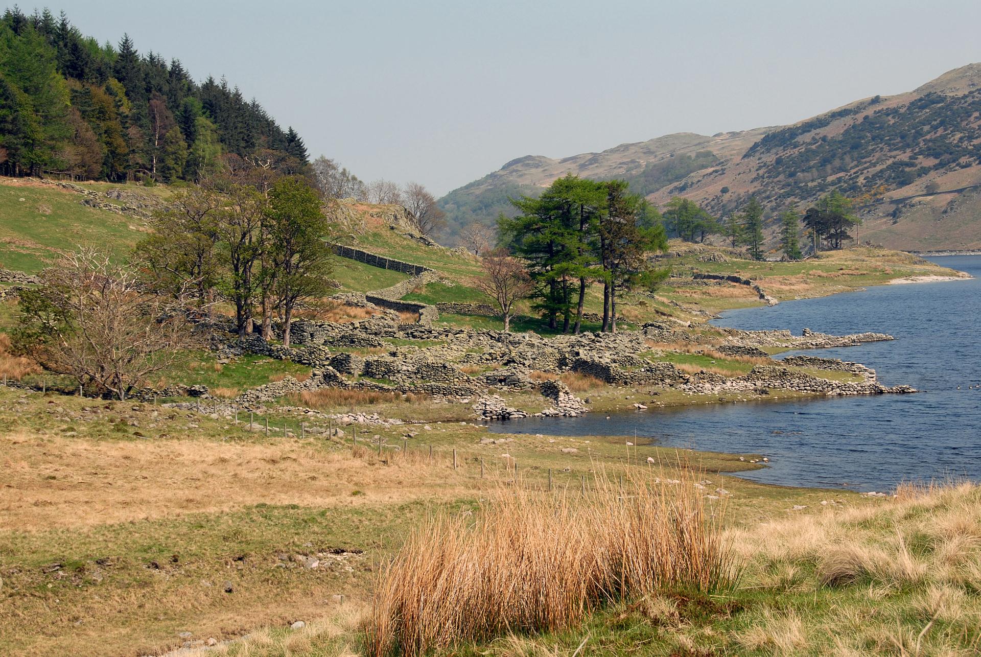 Mardale walls emerging from the lake