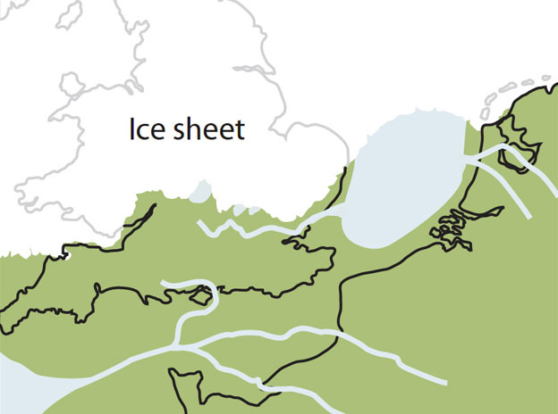 Map showing the largest ice sheet that covered Britain 