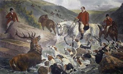 Hunting scene in the 'Royal Forest of Exmoor' © Wikimedia Commons