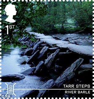 Royal Mail stamp showing the 'ancient' crossing of Tarr Steps © Royal Mail 